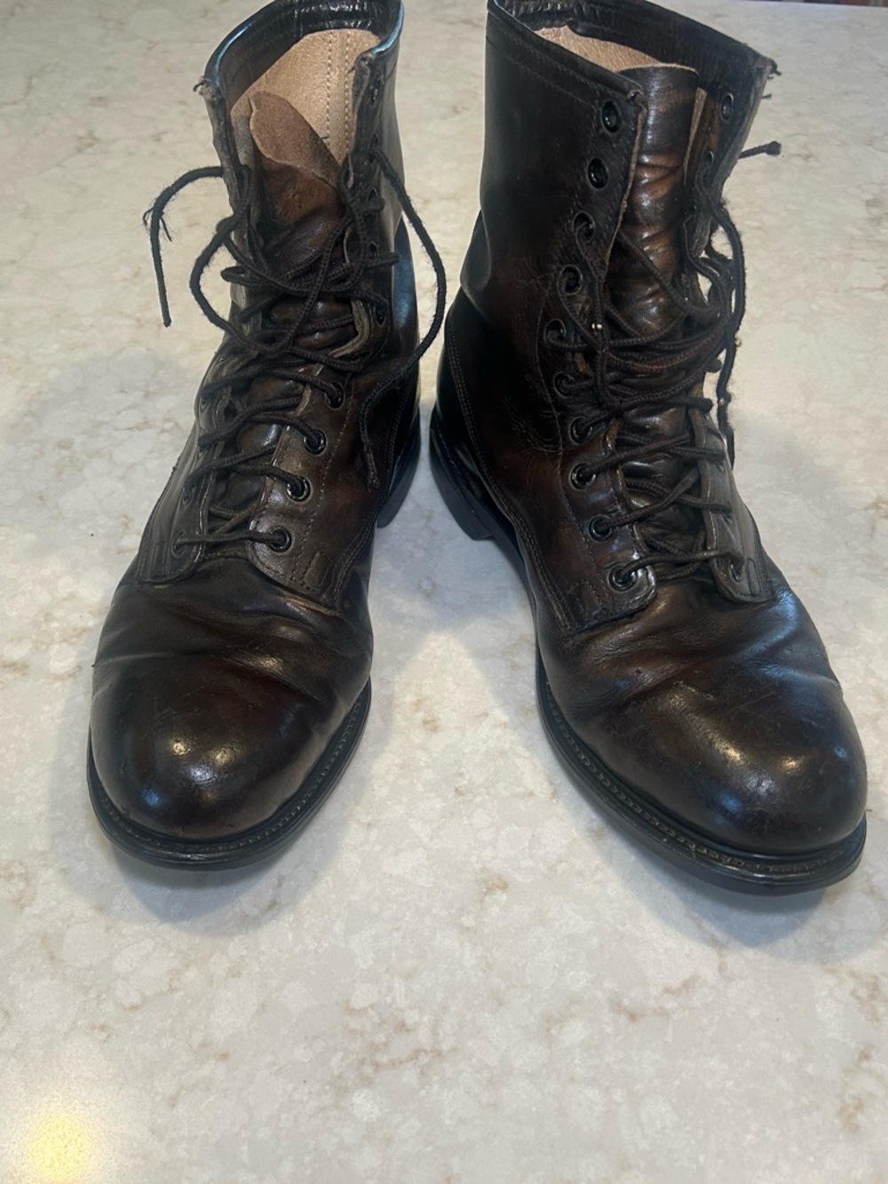 Vintage HH Brown Shoe Co Steel Toe Combat Boots Men’s 9 Brown Lace Up